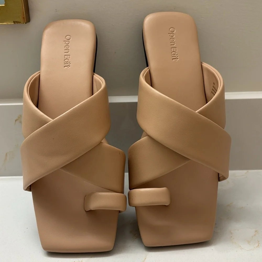 Open Edit size 8 Tan Women's Sandal slides EUC